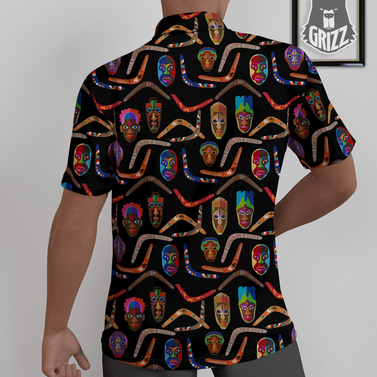 Tribal Boomerangs Print Pattern Untucked Shirts-grizzshop
