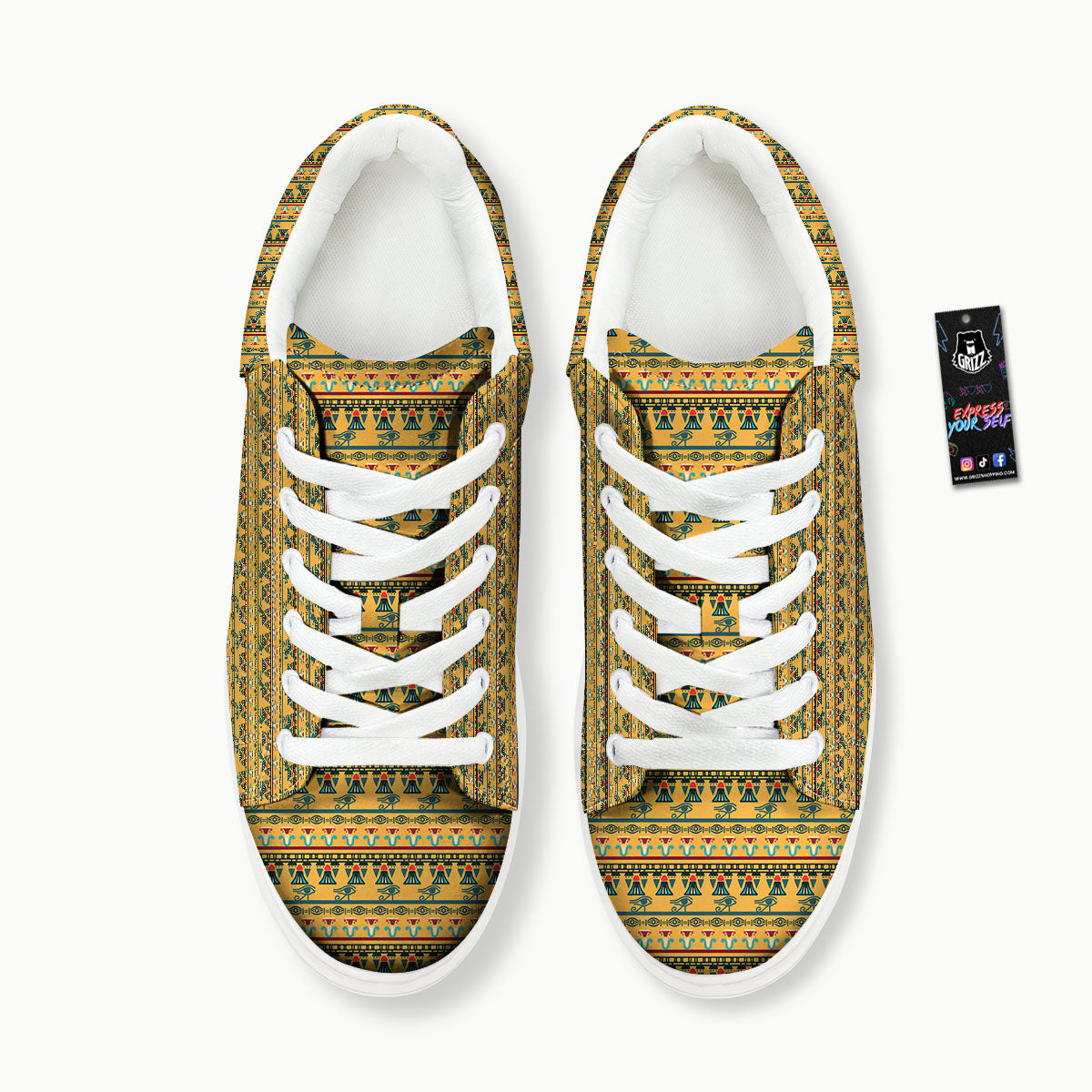 Tribal Egyptian Print Pattern Platform Shoes-grizzshop