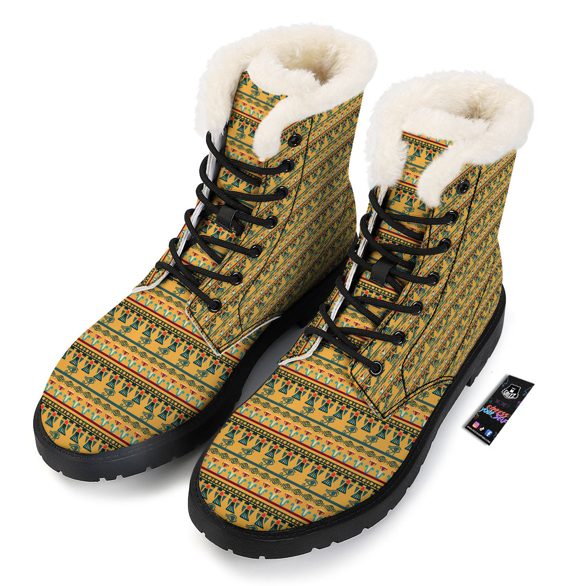Tribal Egyptian Print Pattern Winter Boots-grizzshop