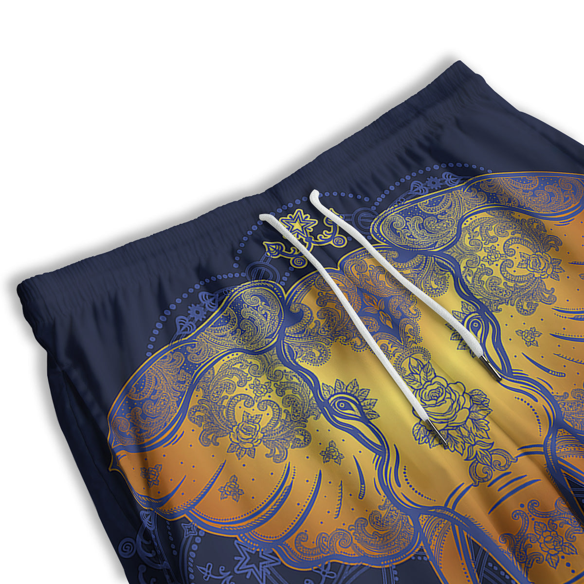 Tribal Elephant Gold And Blue Print Men's Athletic Shorts