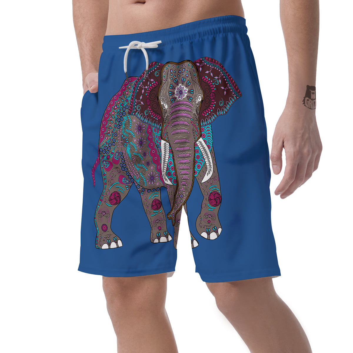 Tribal Elephant Indian Cute Print Men's Shorts-grizzshop