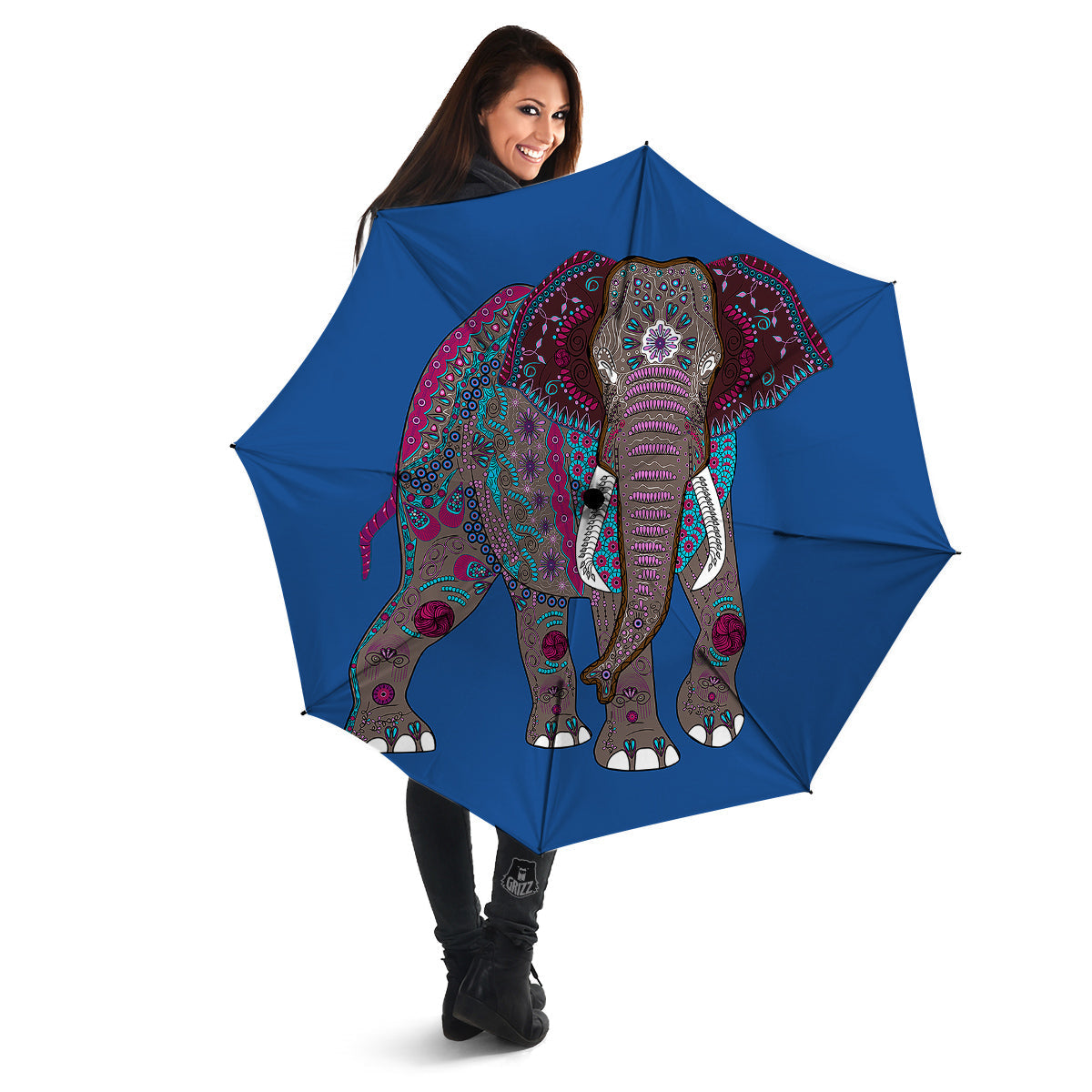 Tribal Elephant Indian Cute Print Umbrella-grizzshop