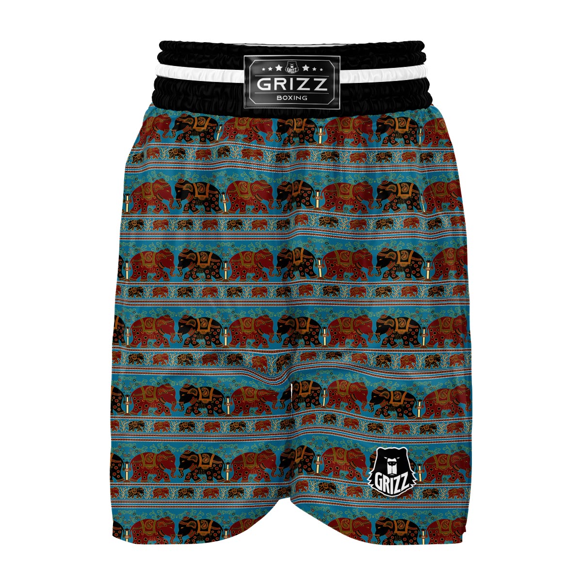Tribal Elephant Print Boxing Shorts-grizzshop