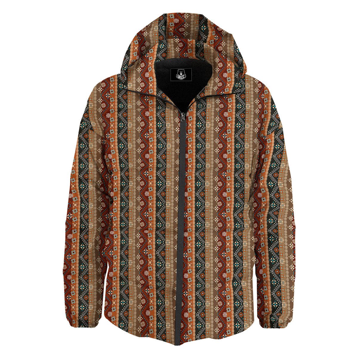 Tribal Ethnic Boho Print Pattern Down Jacket-grizzshop