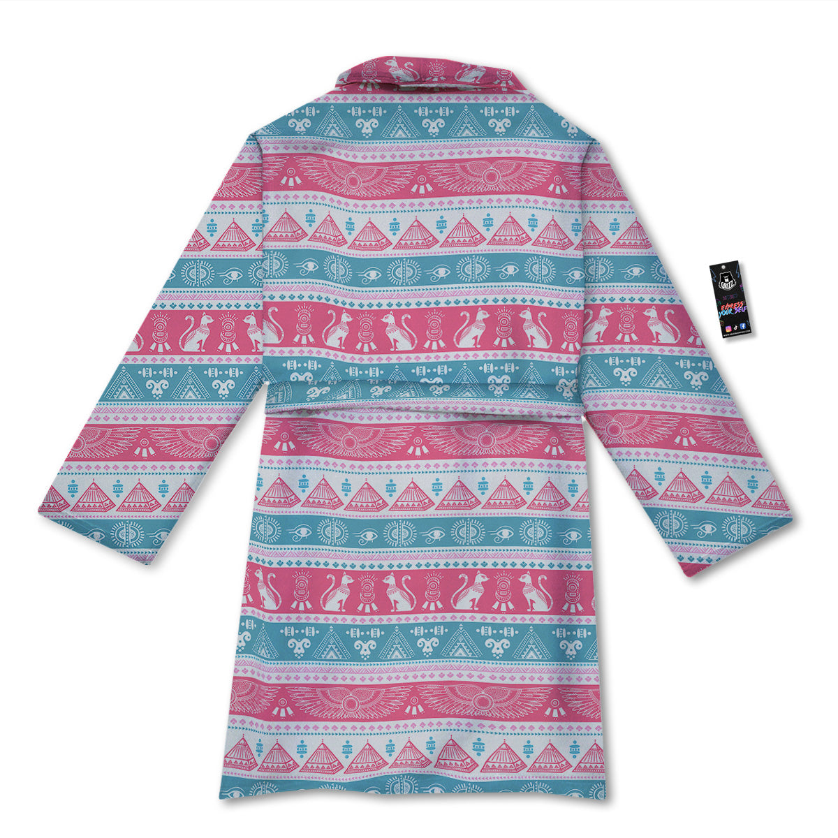 Tribal Ethnic Pink Blue Egypt Print Pattern Bathrobe-grizzshop