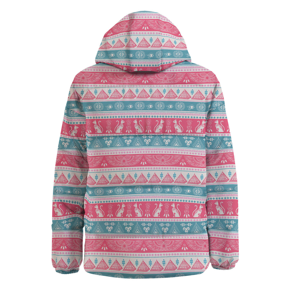 Tribal Ethnic Pink Blue Egypt Print Pattern Down Jacket-grizzshop