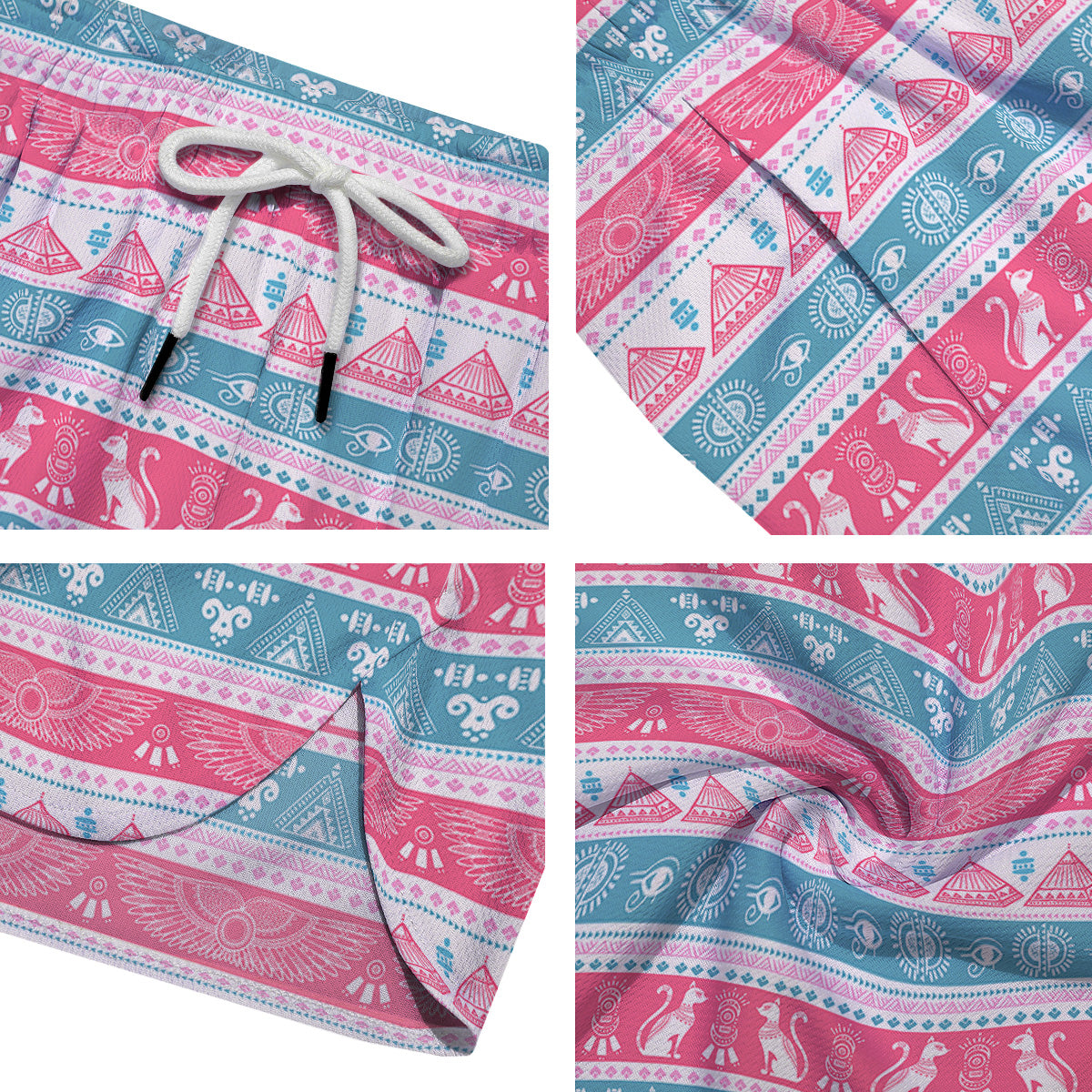 Tribal Ethnic Pink Blue Egypt Print Pattern Men's Running Shorts-grizzshop