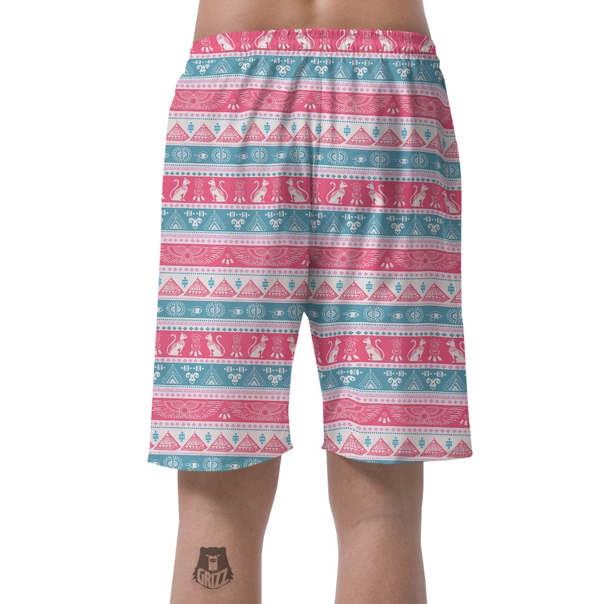 Tribal Ethnic Pink Blue Egypt Print Pattern Men's Shorts-grizzshop