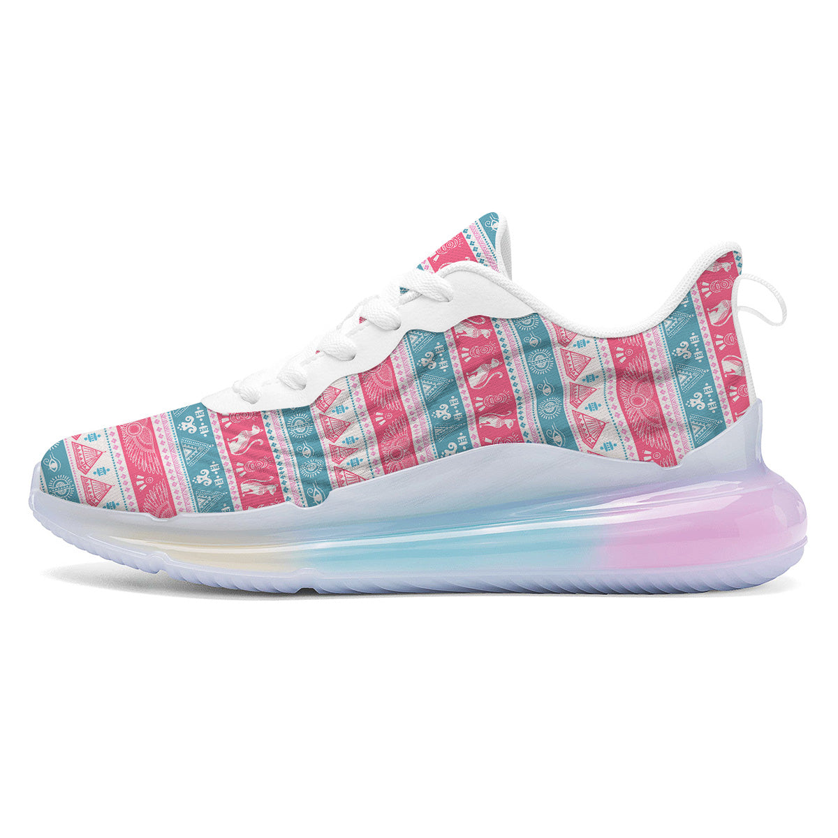 Tribal Ethnic Pink Blue Egypt Print Pattern Running Sneakers-grizzshop