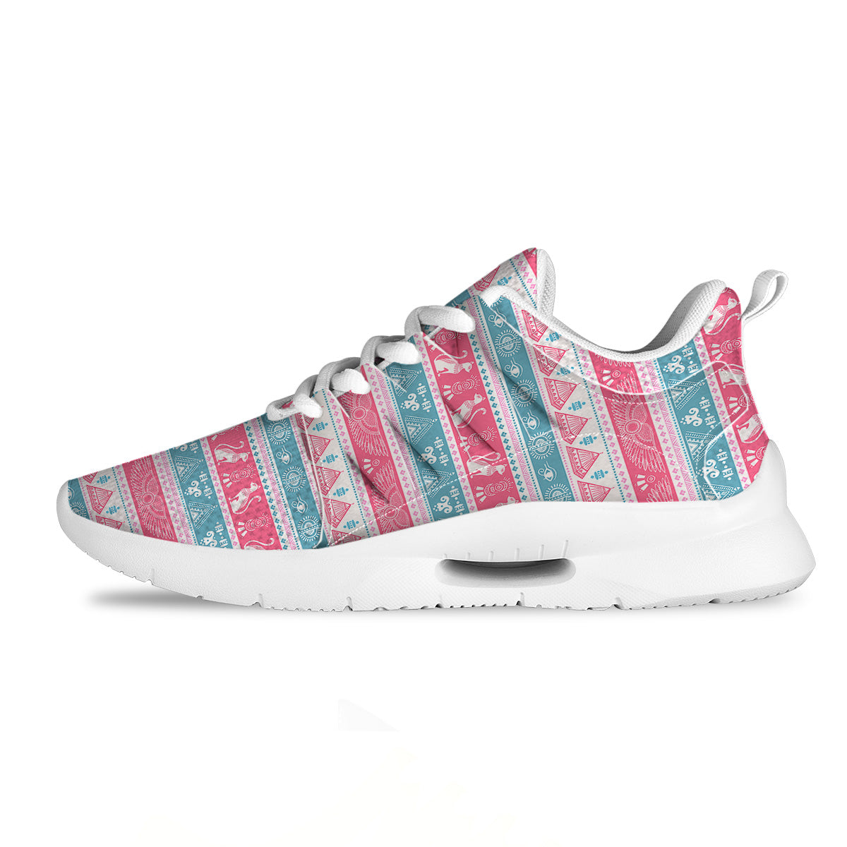 Tribal Ethnic Pink Blue Egypt Print Pattern Tennis Shoes-grizzshop