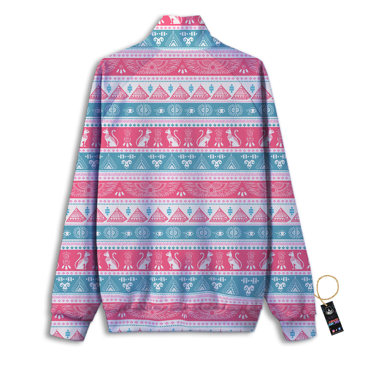 Tribal Ethnic Pink Blue Egypt Print Pattern Track Jacket-grizzshop