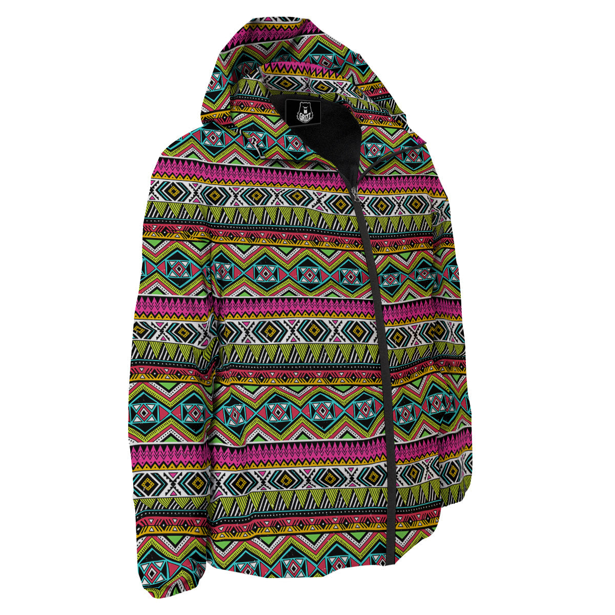 Tribal Geometric Colorful Print Pattern Down Jacket-grizzshop