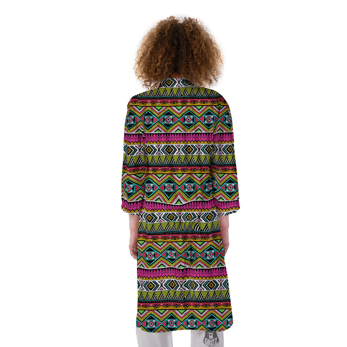 Tribal Geometric Colorful Print Pattern Kimono-grizzshop