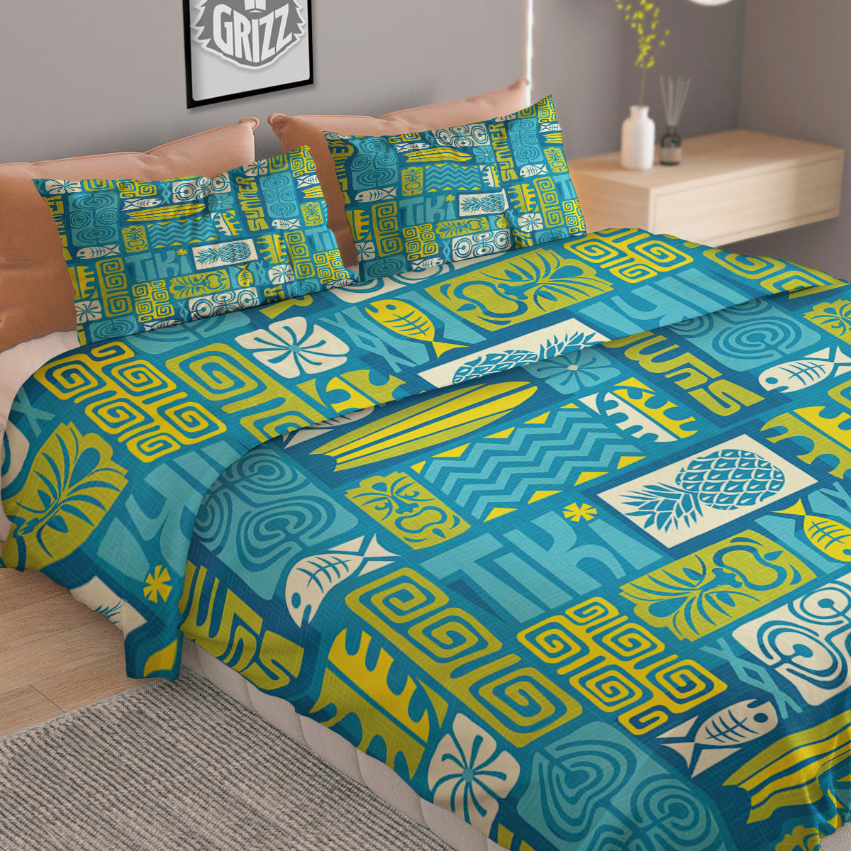 Tribal Hawaii Polynesian Print Duvet Cover Bedding Set