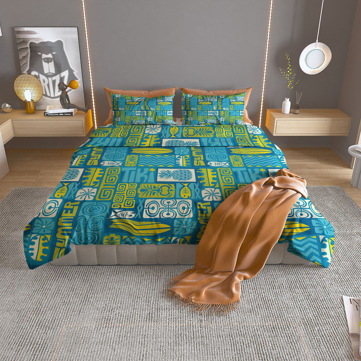 Tribal Hawaii Polynesian Print Duvet Cover Bedding Set