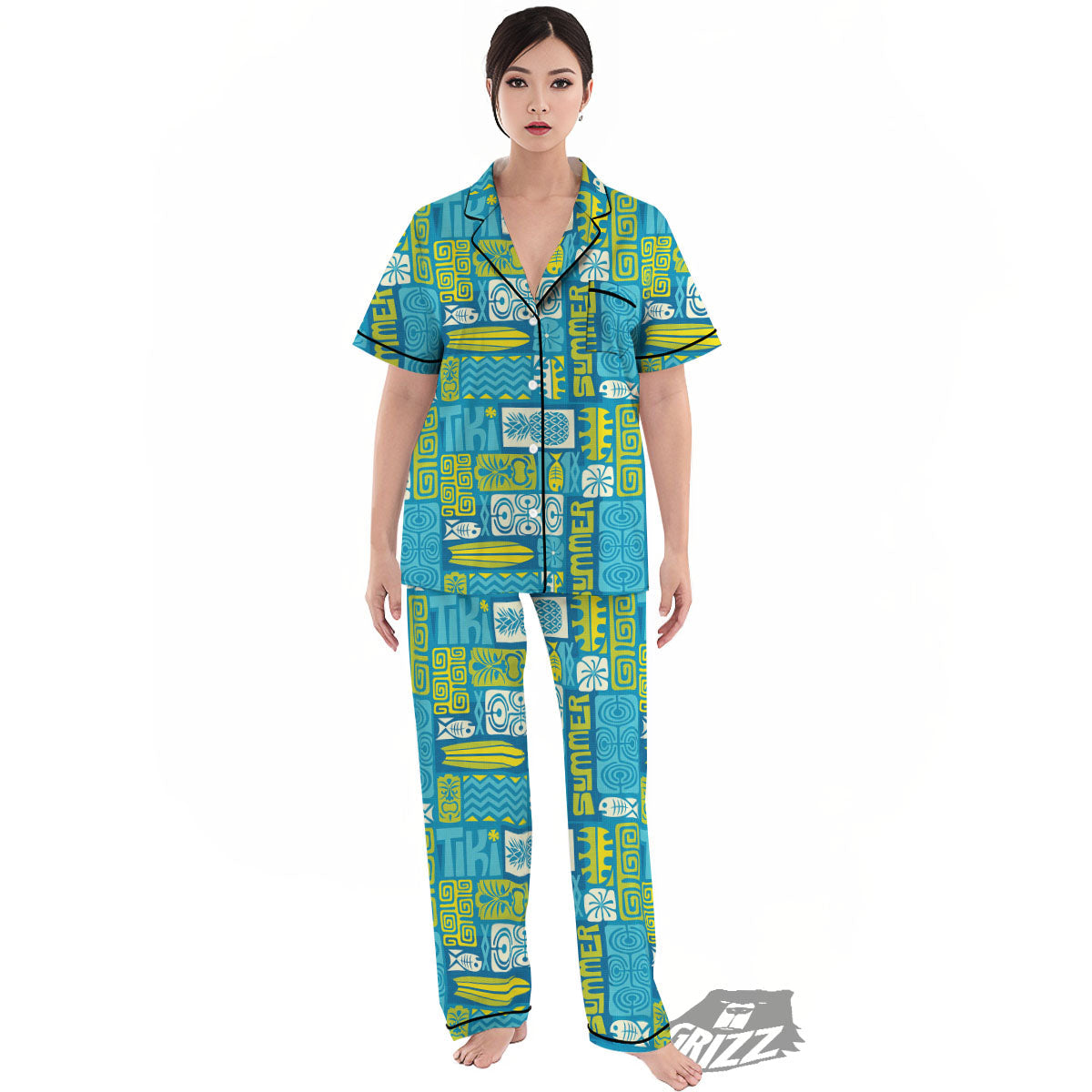Tribal Hawaii Polynesian Print Women's Pajamas Set-grizzshop