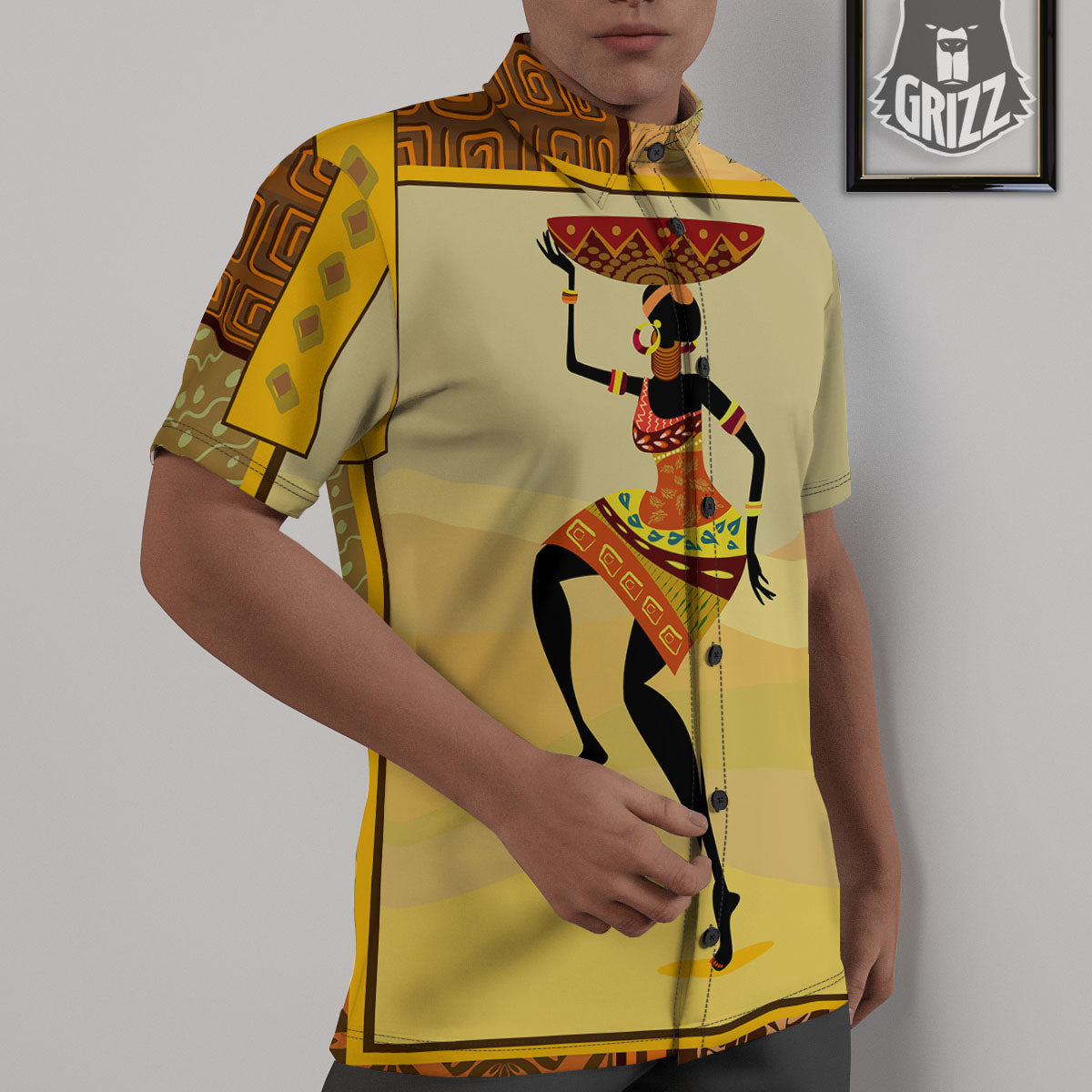 Tribal Inspired African Ethnic Print Untucked Shirts-grizzshop