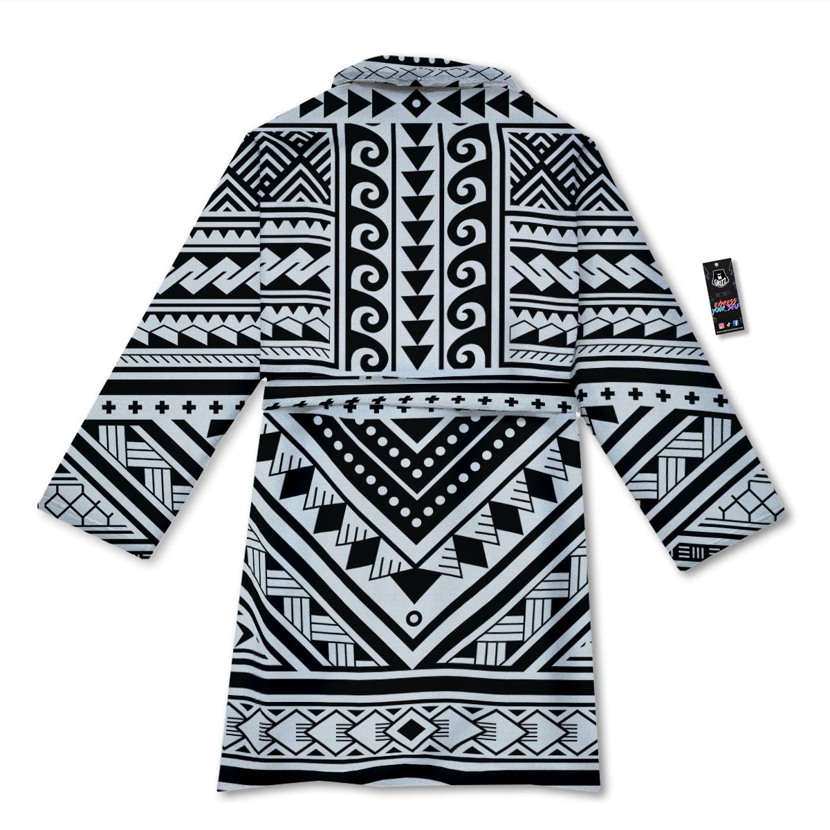 Tribal Maori Polynesian Tattoo Print Bathrobe-grizzshop