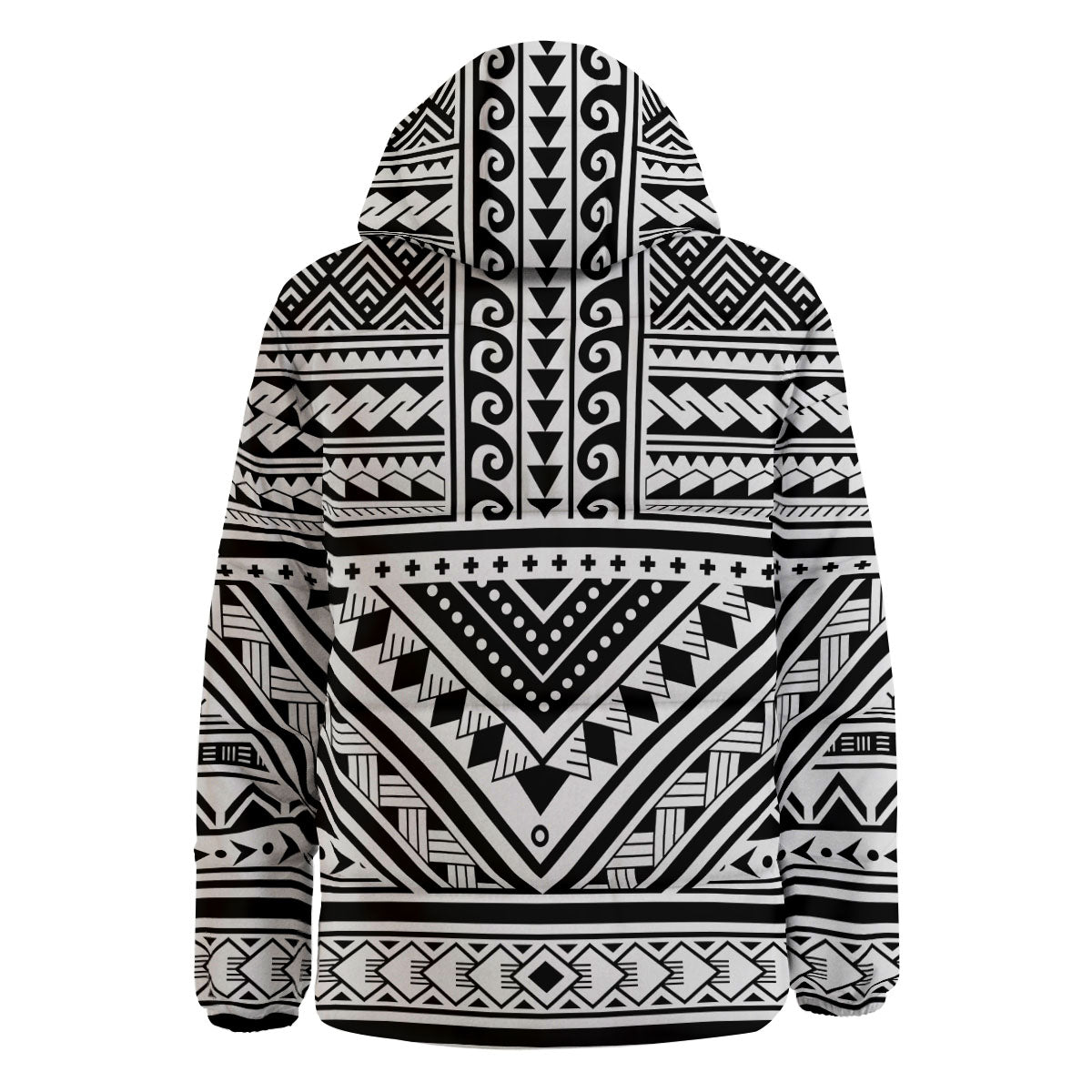 Tribal Maori Polynesian Tattoo Print Down Jacket-grizzshop
