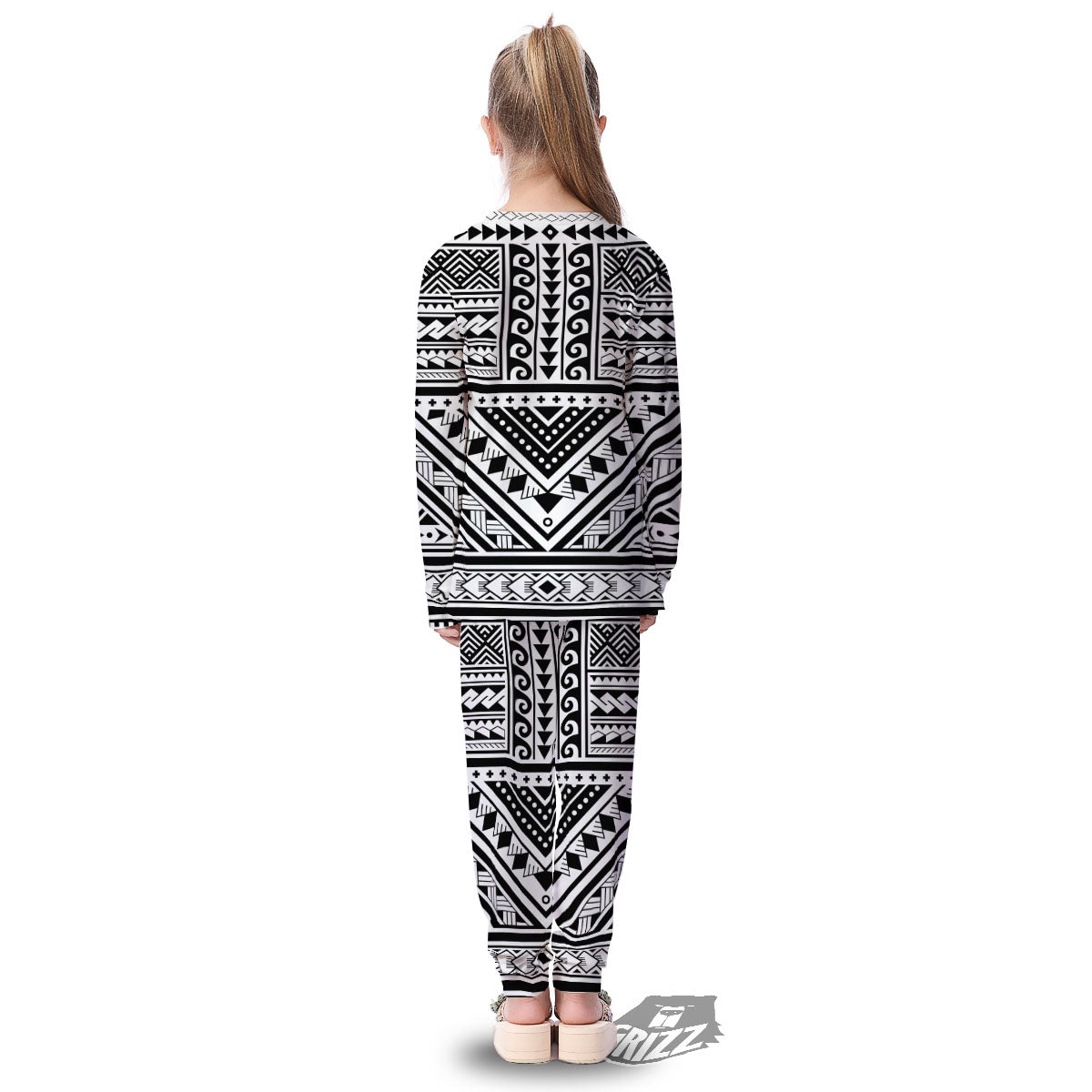 Tribal Maori Polynesian Tattoo Print Kid's Pajamas-grizzshop