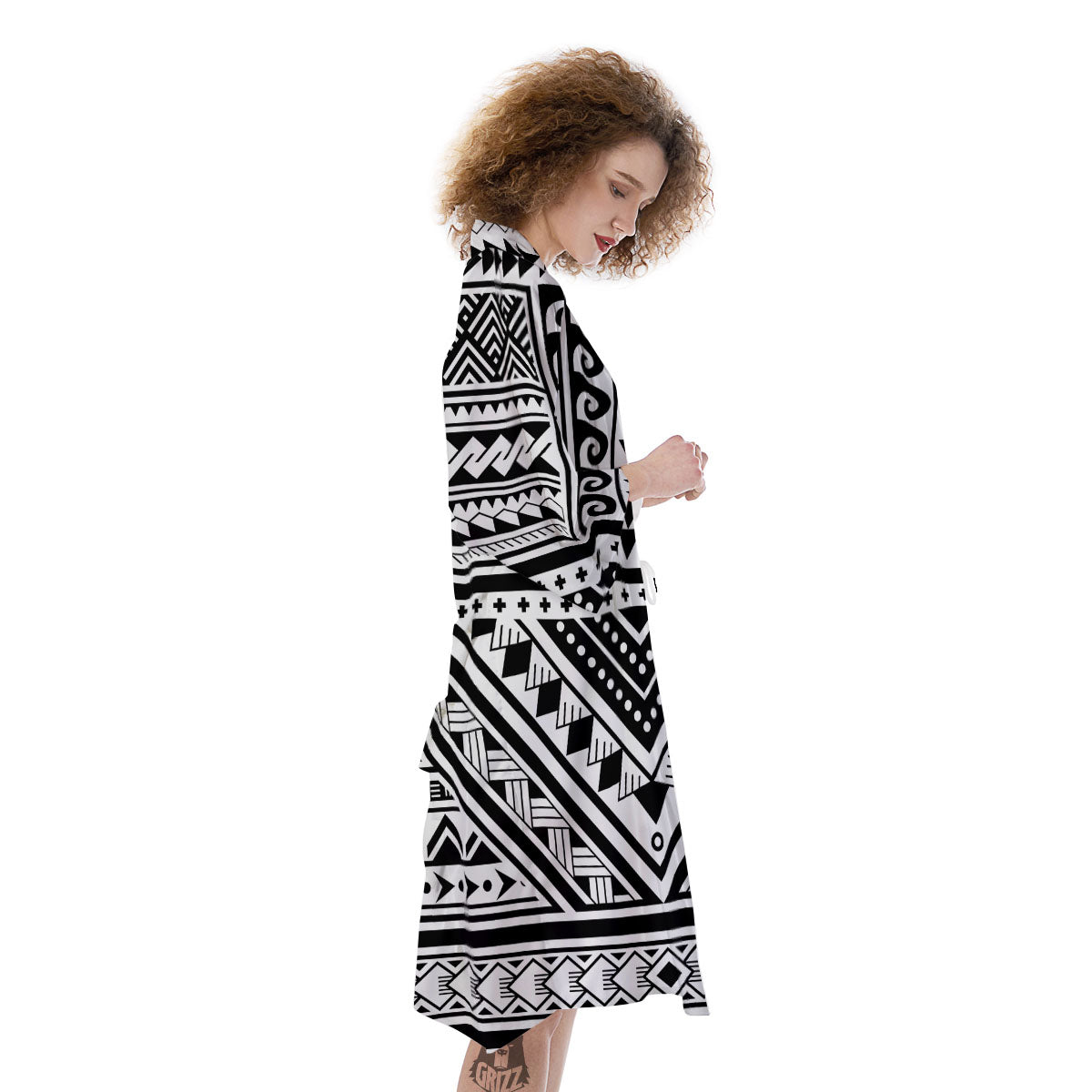 Tribal Maori Polynesian Tattoo Print Kimono-grizzshop