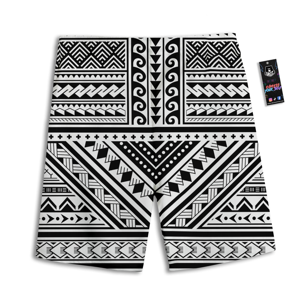 Tribal Maori Polynesian Tattoo Print Men's Athletic Shorts