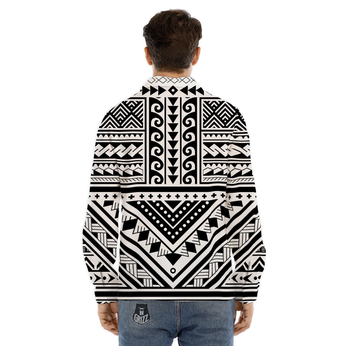 Tribal Maori Polynesian Tattoo Print Men's Dress Shirts-grizzshop