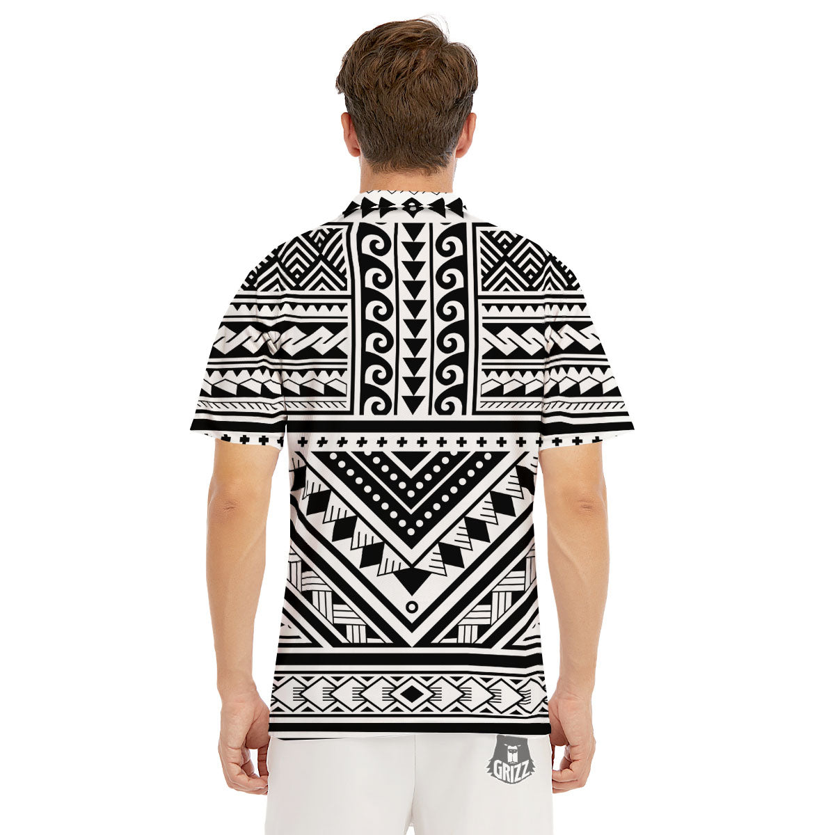Tribal Maori Polynesian Tattoo Print Men's Golf Shirts-grizzshop
