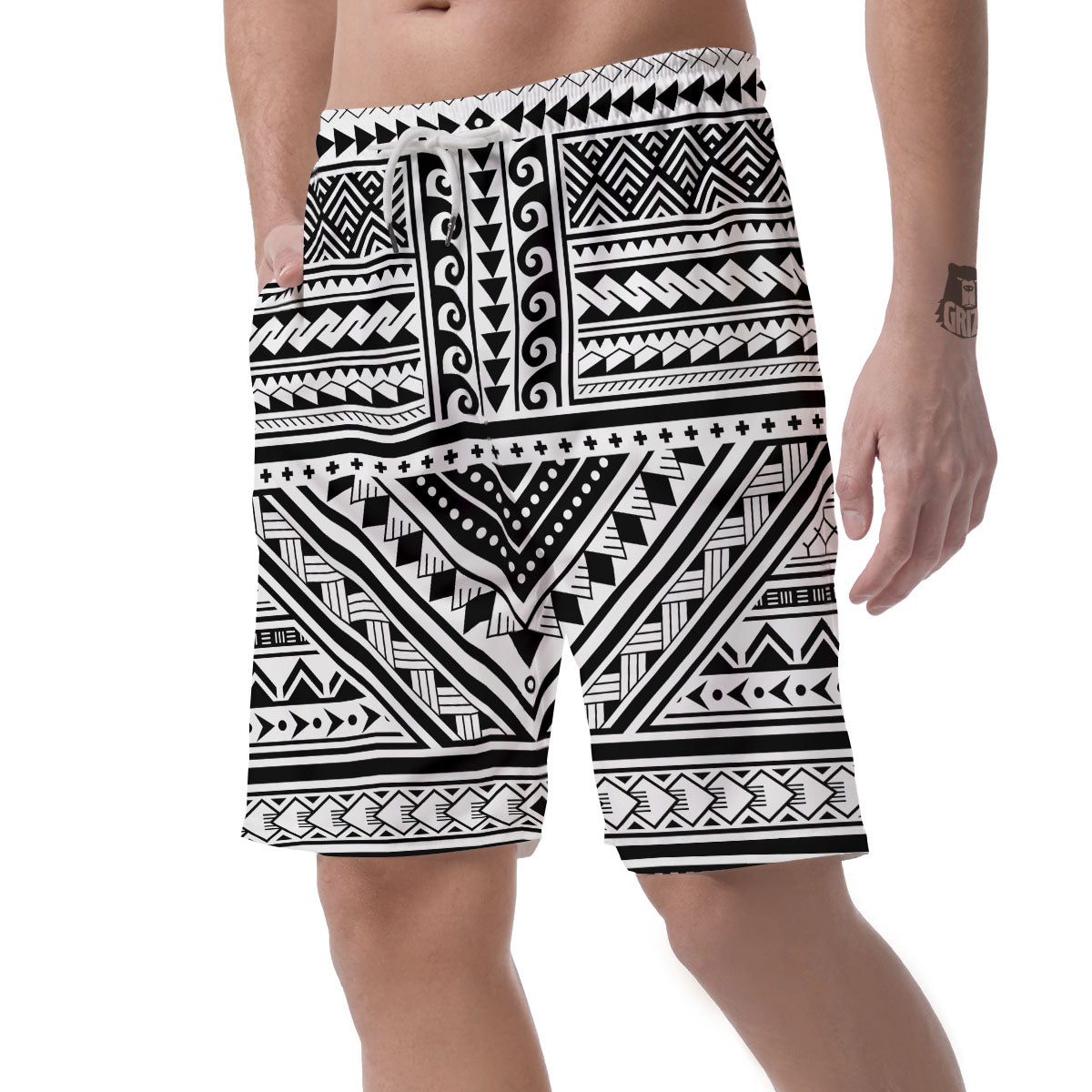 Tribal Maori Polynesian Tattoo Print Men's Shorts-grizzshop