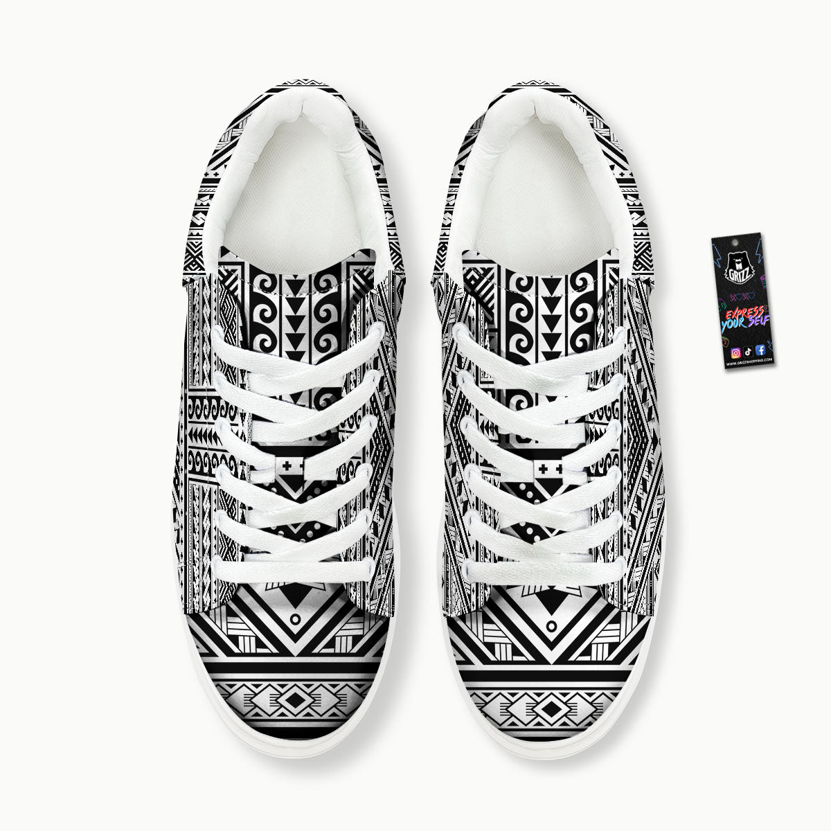 Tribal Maori Polynesian Tattoo Print Platform Shoes-grizzshop
