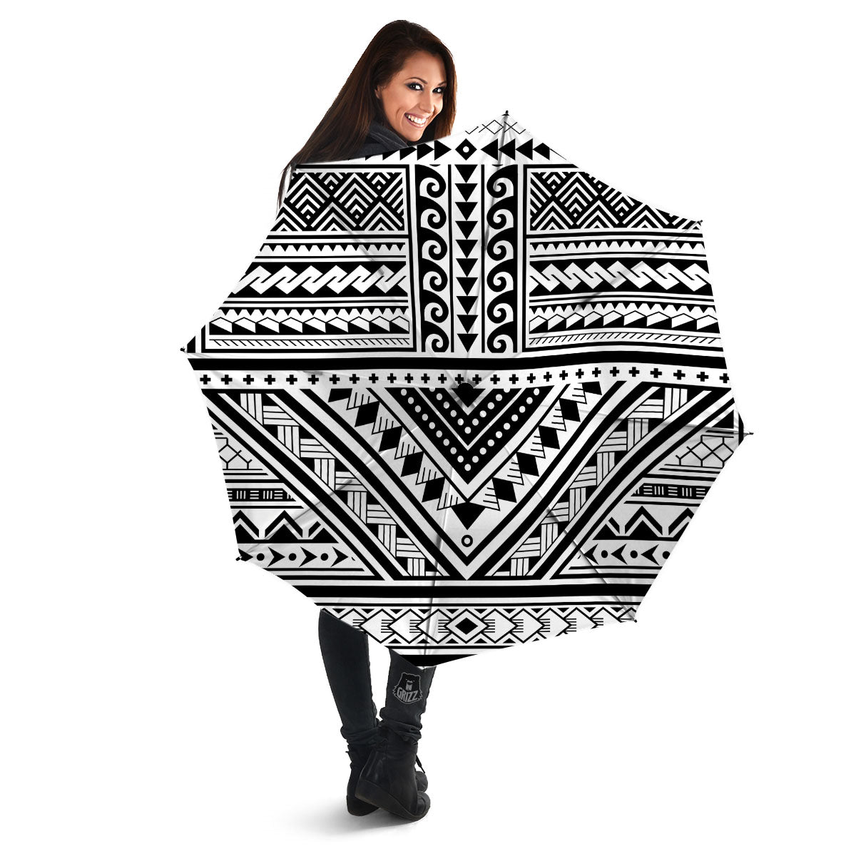 Tribal Maori Polynesian Tattoo Print Umbrella-grizzshop