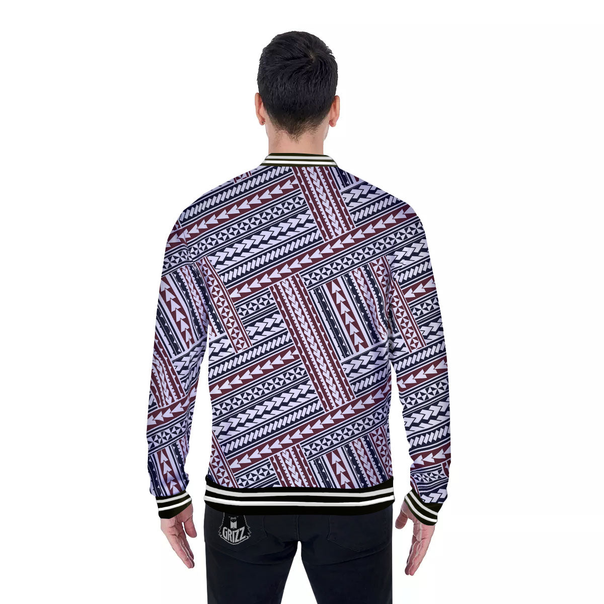 Tribal Maori Print Baseball Jacket-grizzshop