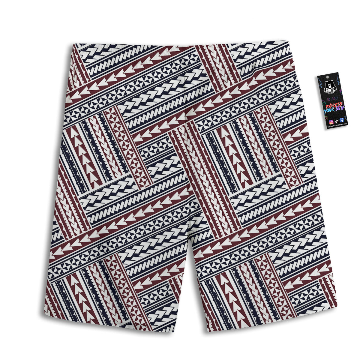 Tribal Maori Print Men's Athletic Shorts