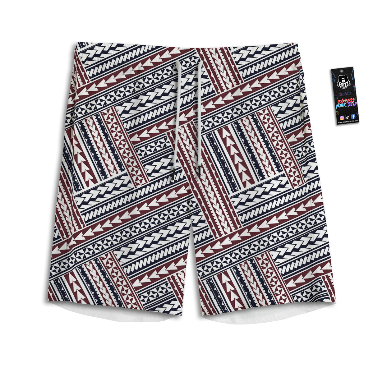 Tribal Maori Print Men's Athletic Shorts