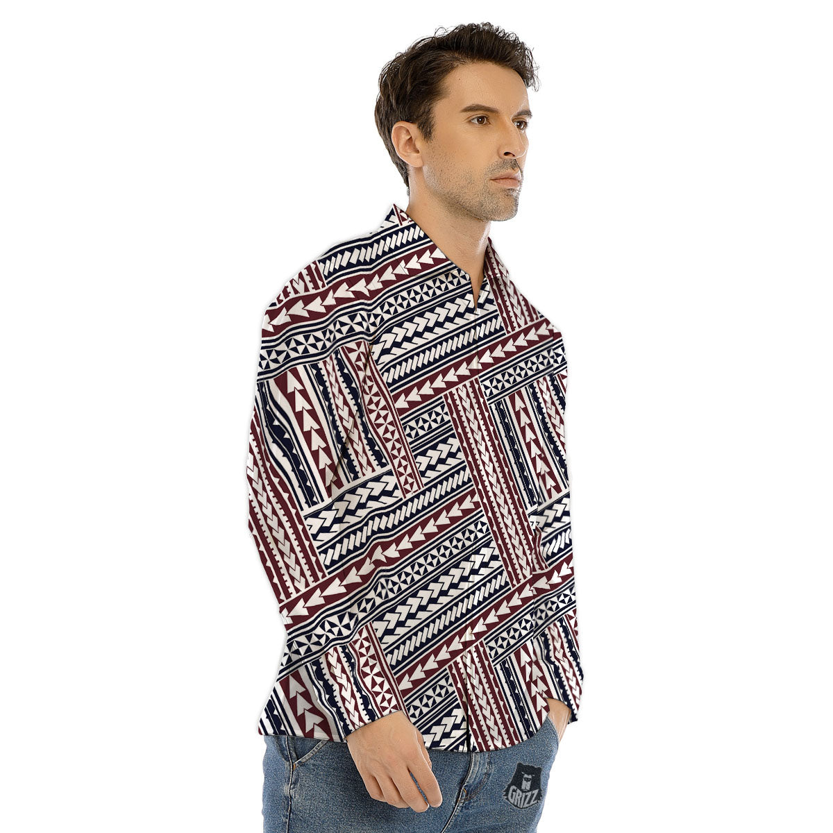 Tribal Maori Print Men's Dress Shirts-grizzshop