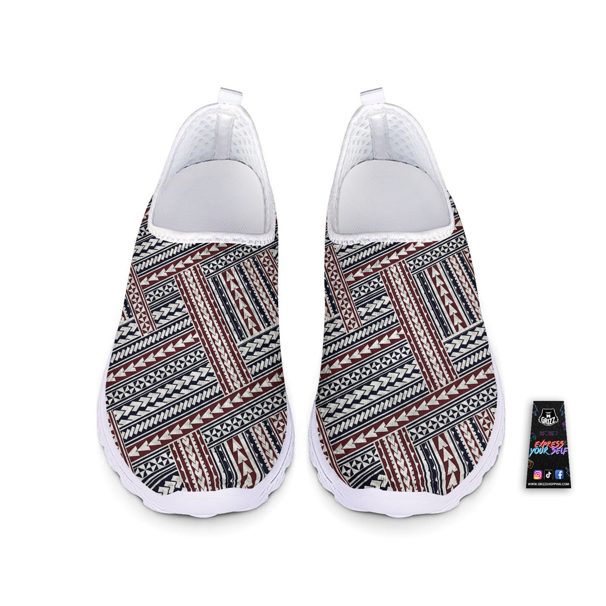 Tribal Maori Print Nurse Shoes-grizzshop