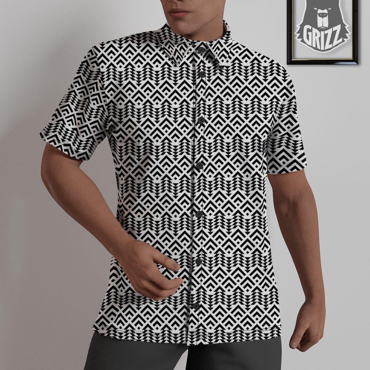 Tribal Maori Print Pattern Untucked Shirts-grizzshop