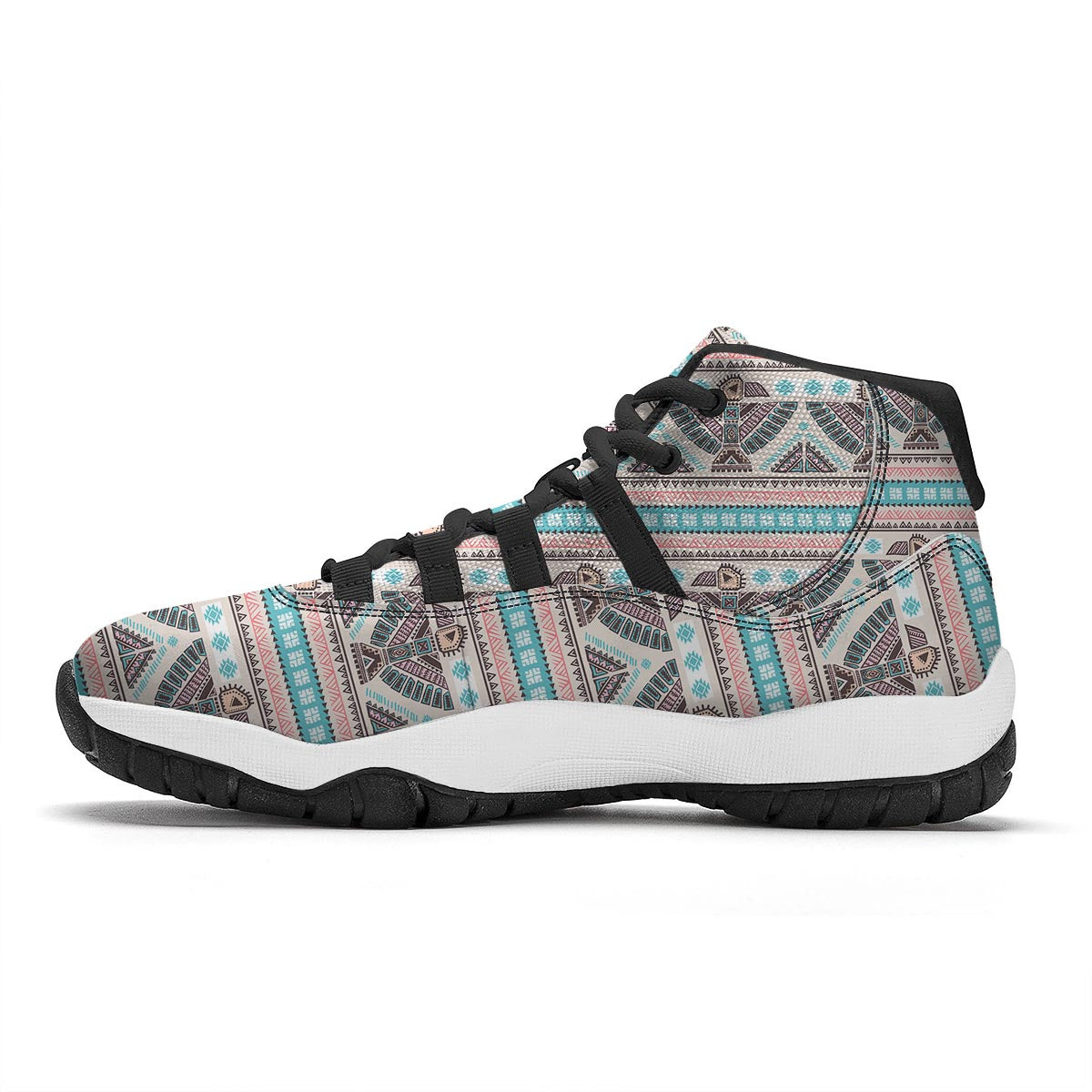Tribal Native Indians American Aztec Navajo Print Black Bball Shoes-grizzshop