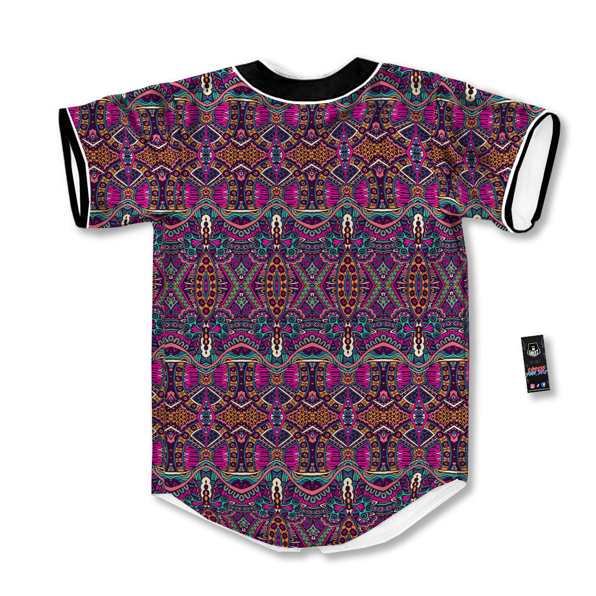 Tribal Native Purple Print Pattern Baseball Jersey-grizzshop