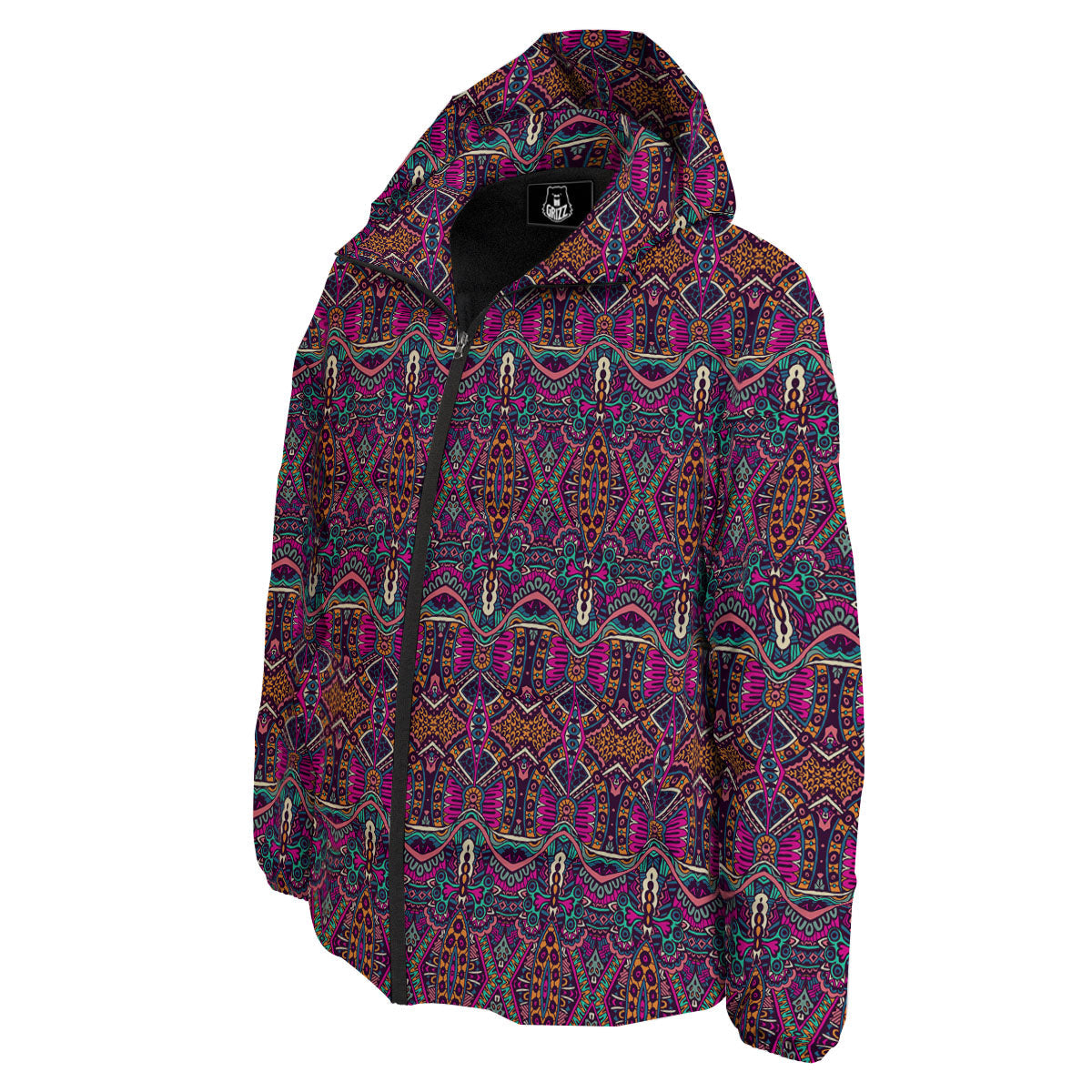 Tribal Native Purple Print Pattern Down Jacket-grizzshop
