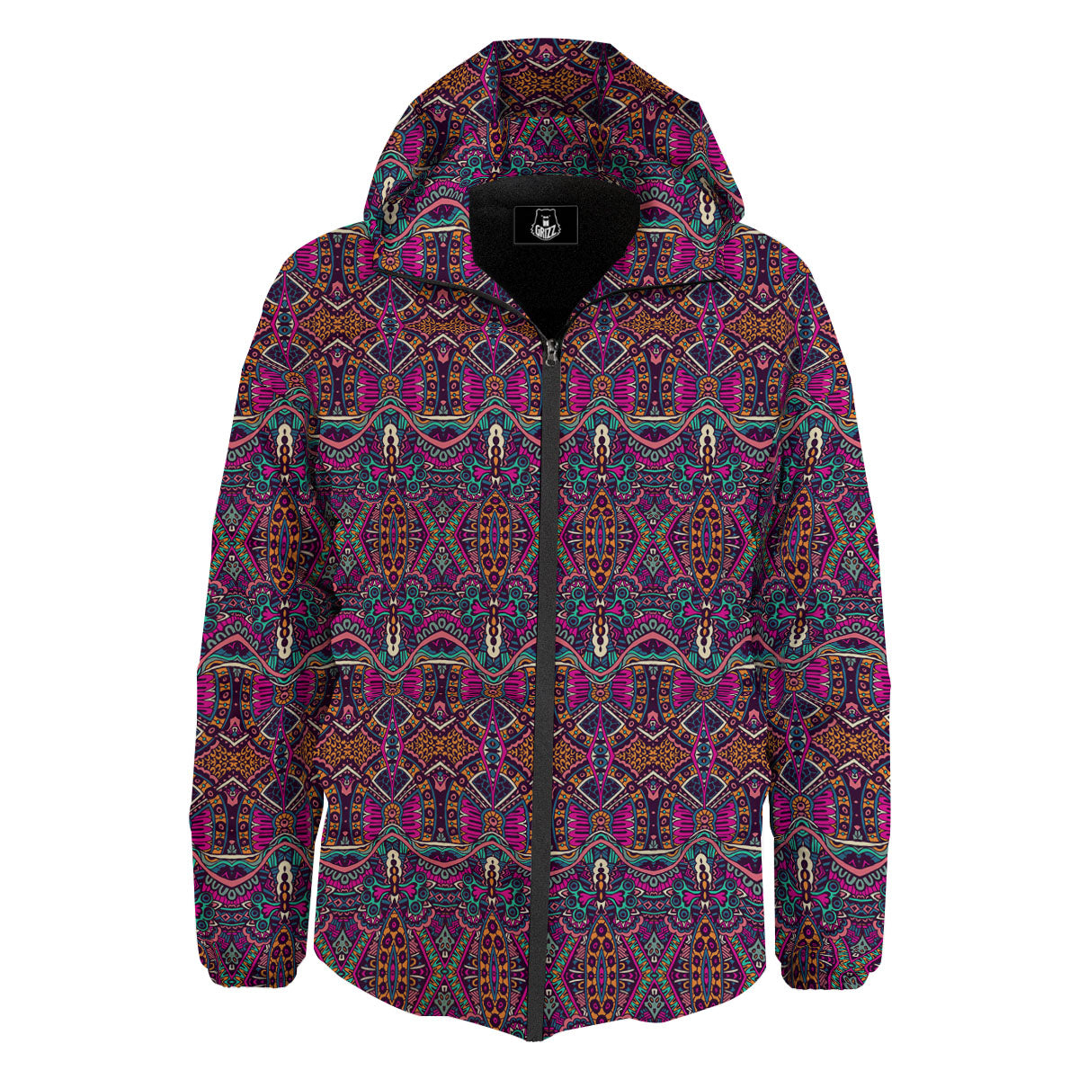 Tribal Native Purple Print Pattern Down Jacket-grizzshop