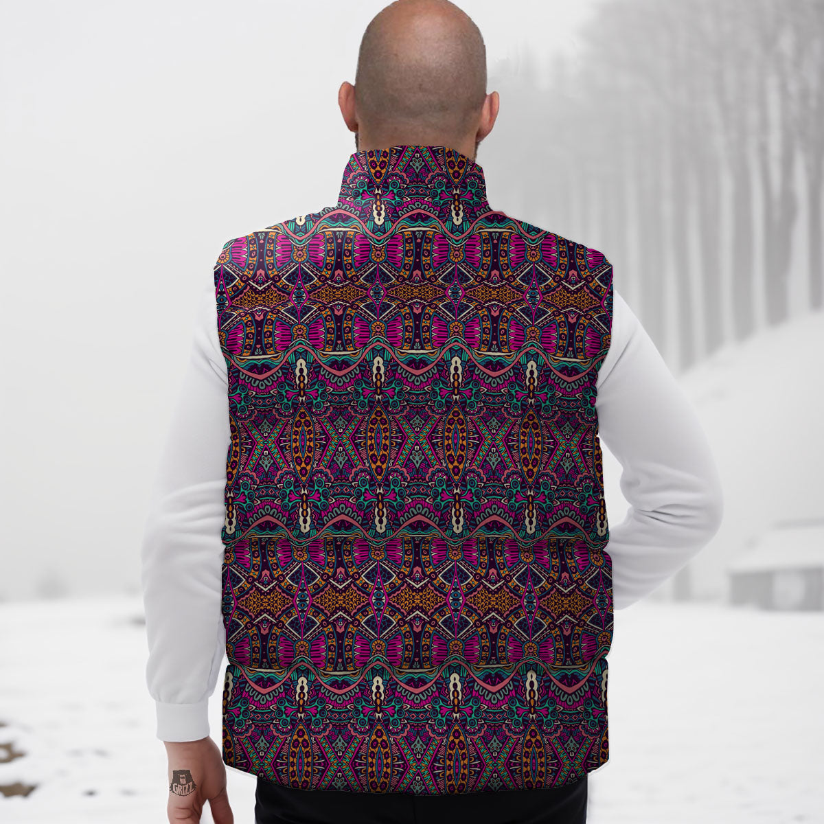 Tribal Native Purple Print Pattern Down Vest