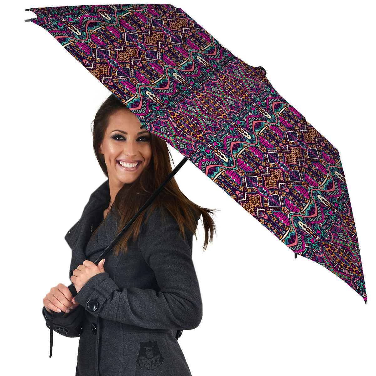 Tribal Native Purple Print Pattern Umbrella-grizzshop