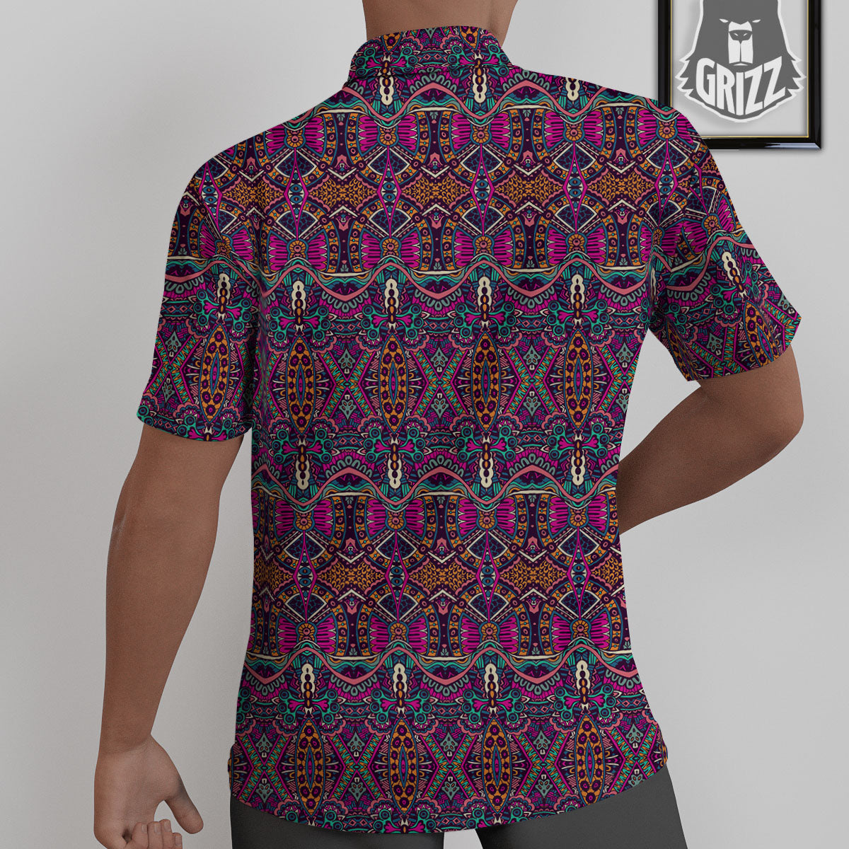 Tribal Native Purple Print Pattern Untucked Shirts-grizzshop