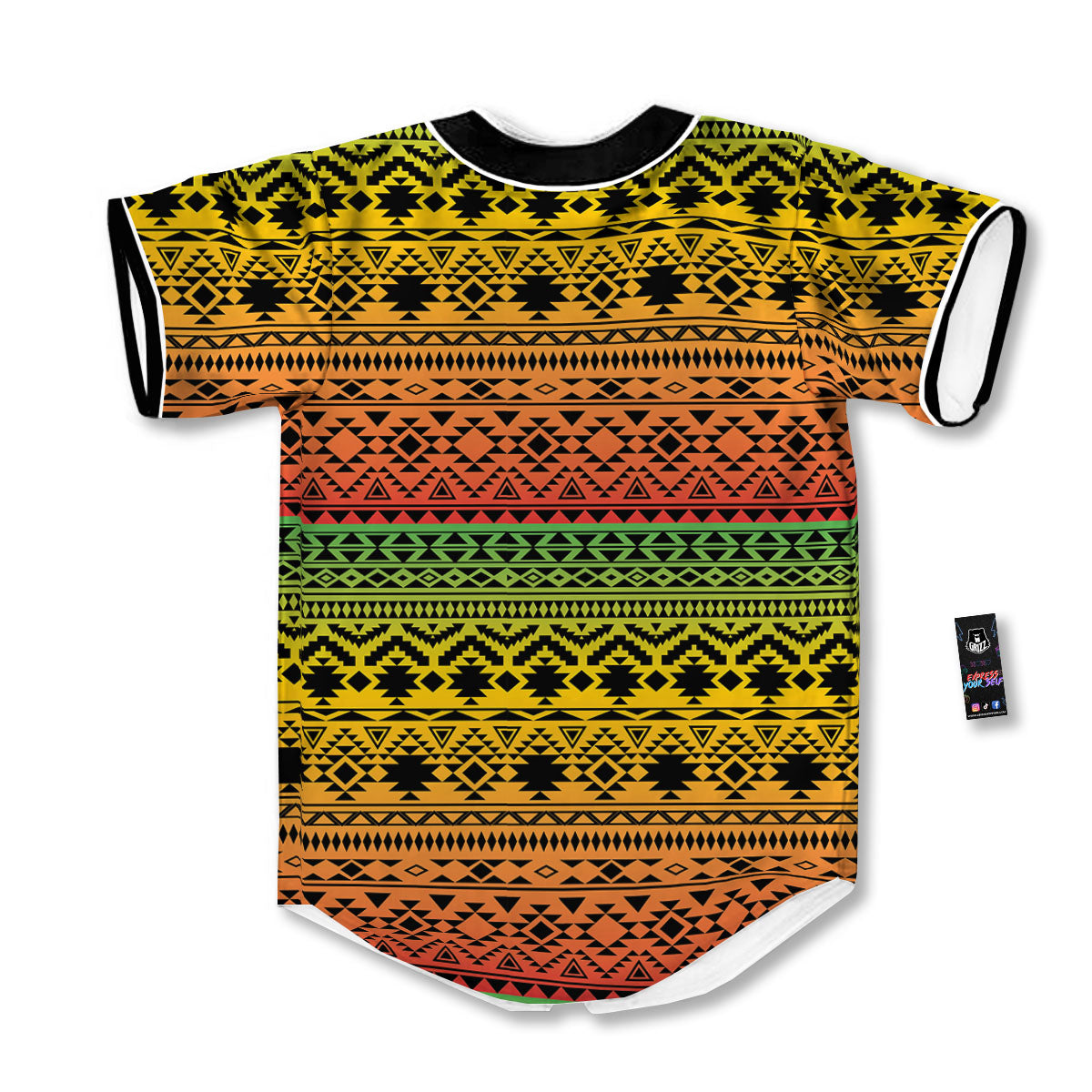 Tribal Rasta Print Pattern Baseball Jersey-grizzshop