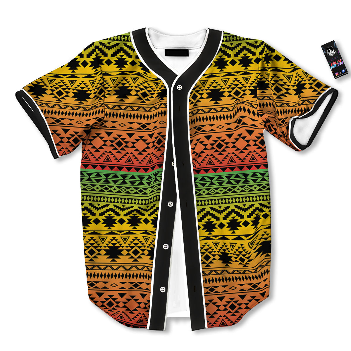Tribal Rasta Print Pattern Baseball Jersey-grizzshop