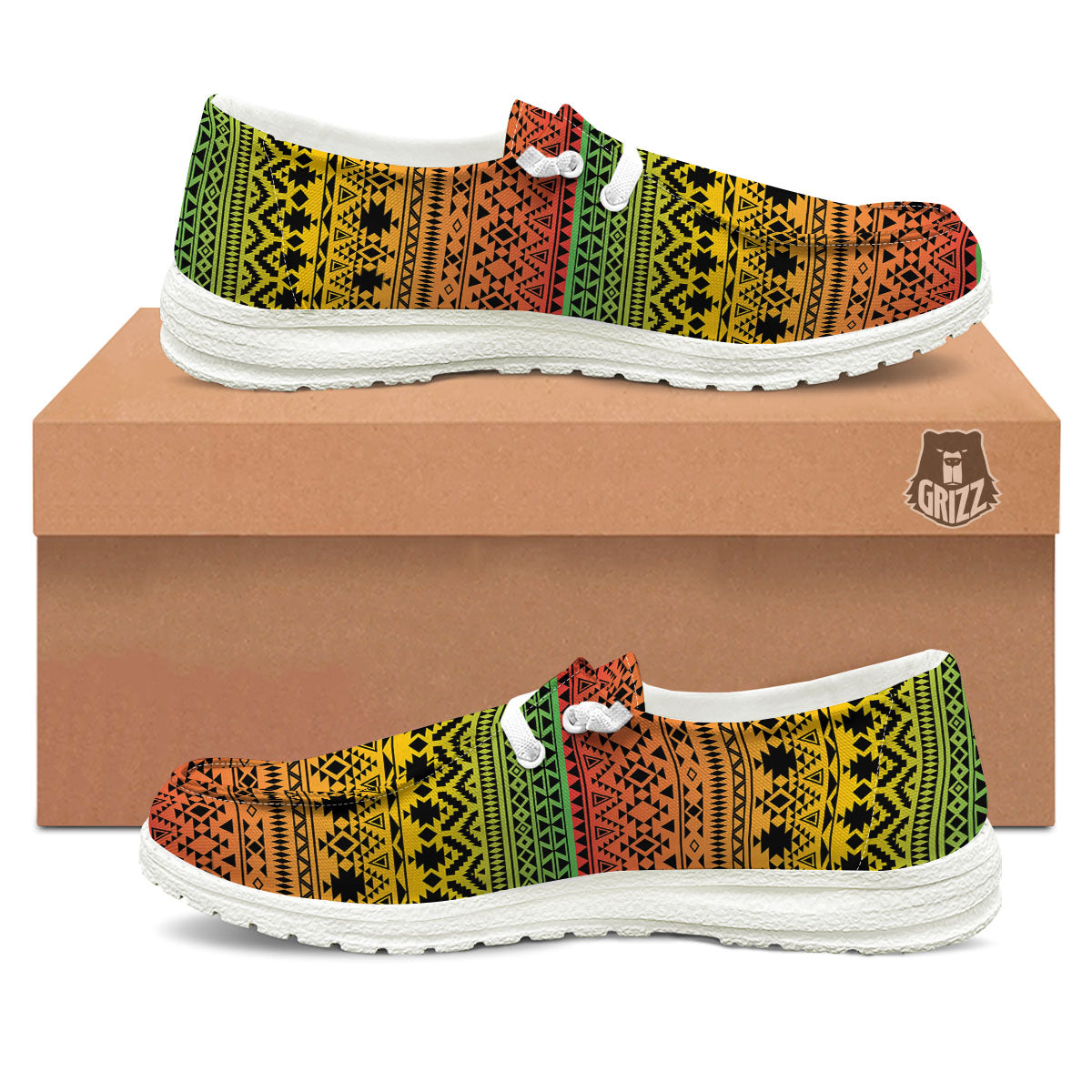 Tribal Rasta Print Pattern Black Loafers-grizzshop