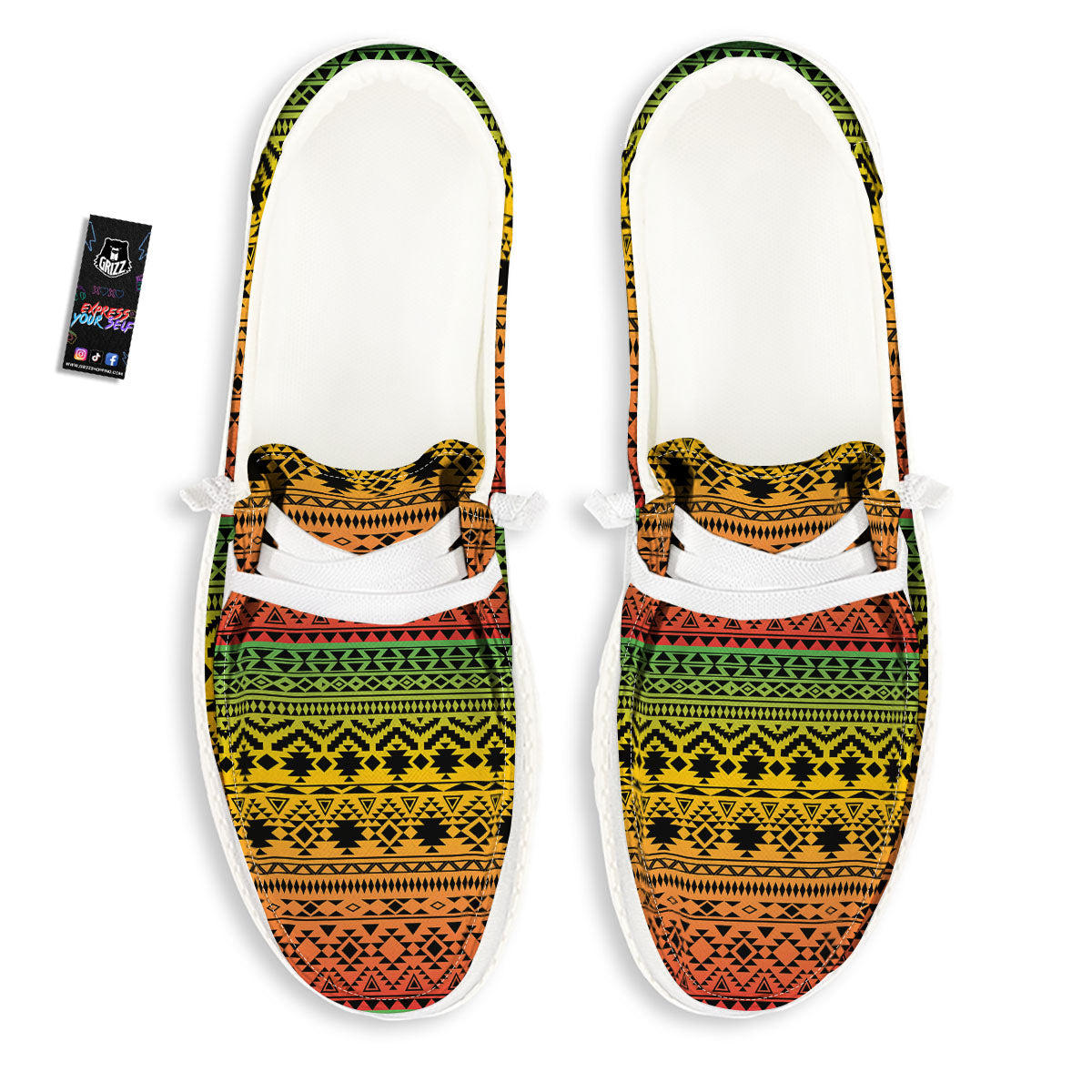 Tribal Rasta Print Pattern Black Loafers-grizzshop