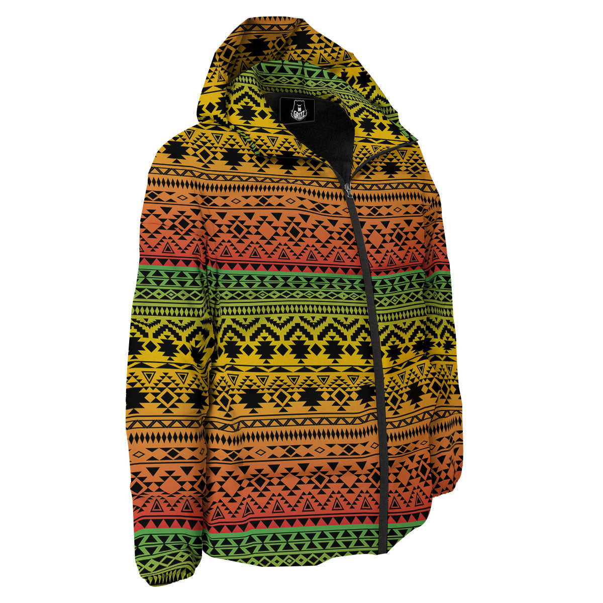 Tribal Rasta Print Pattern Down Jacket-grizzshop