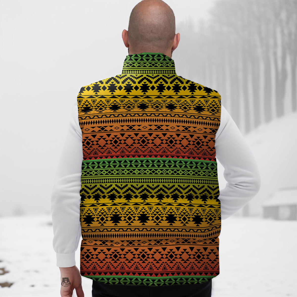 Tribal Rasta Print Pattern Down Vest-grizzshop
